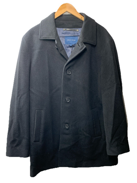 Cole Haan Men's Button Up Wool Plush Car Coat Collared Long Sleeve Size Large
