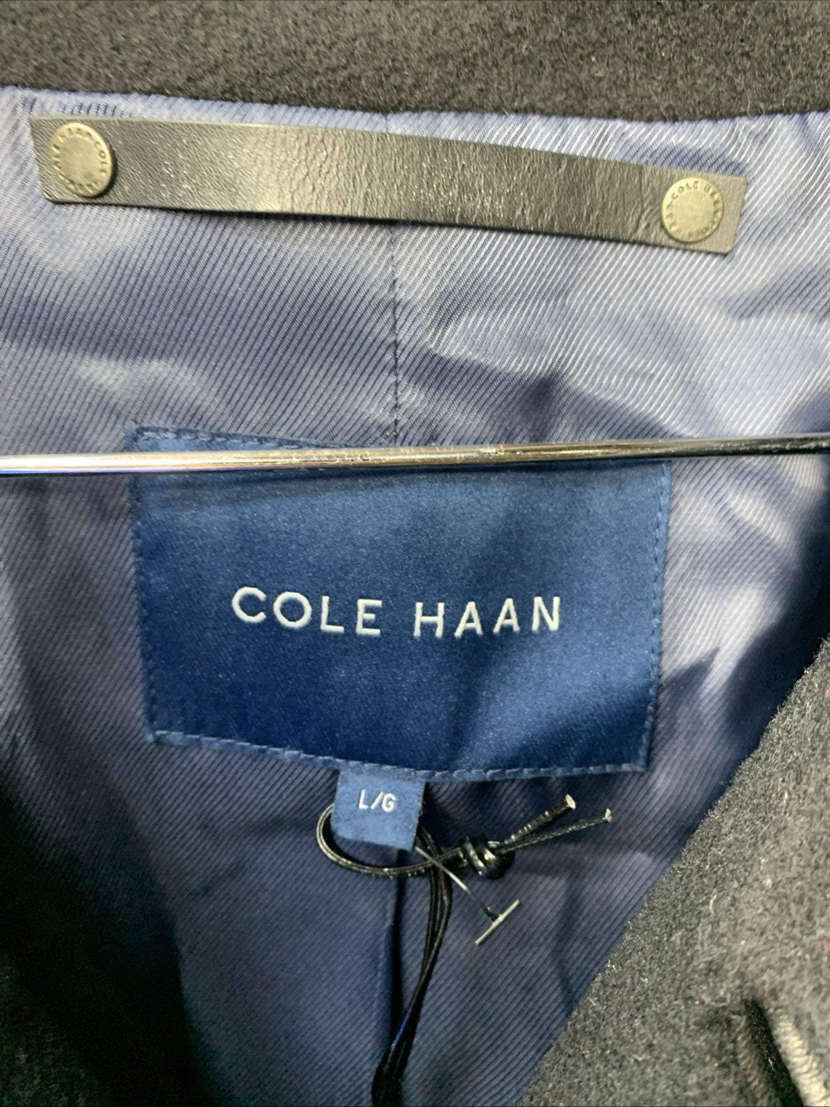 Cole Haan Men's Button Up Wool Plush Car Coat Collared Long Sleeve Size Large