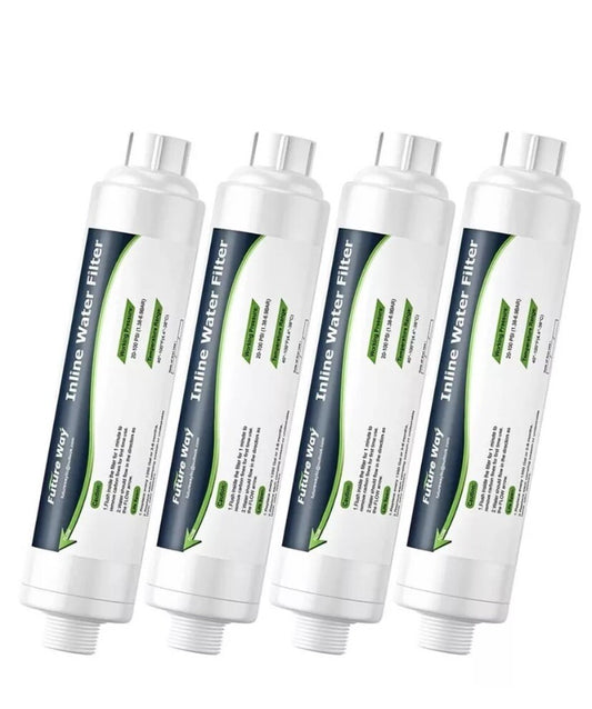 Future Way INLINE Water Filter Reduces Odors Sediments for RVs, Campers - 4-Pack
