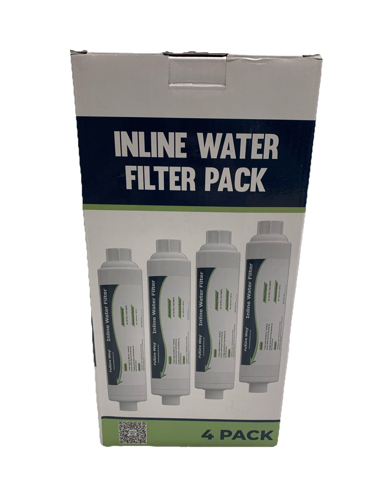 Future Way INLINE Water Filter Reduces Odors Sediments for RVs, Campers - 4-Pack