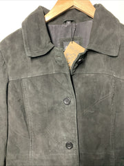 Real Leather Women’s OverCoat Long Sleeve Collared Vintage Style Size Medium