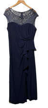 Alex Evenings Women's Long A-line Dress with Illusion Neck And Sleeves Size 16P