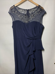Alex Evenings Women's Long A-line Dress with Illusion Neck And Sleeves Size 16P