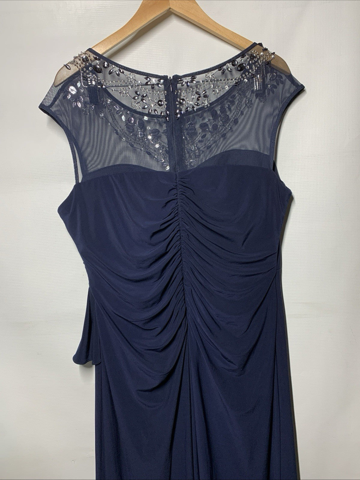 Alex Evenings Women's Long A-line Dress with Illusion Neck And Sleeves Size 16P