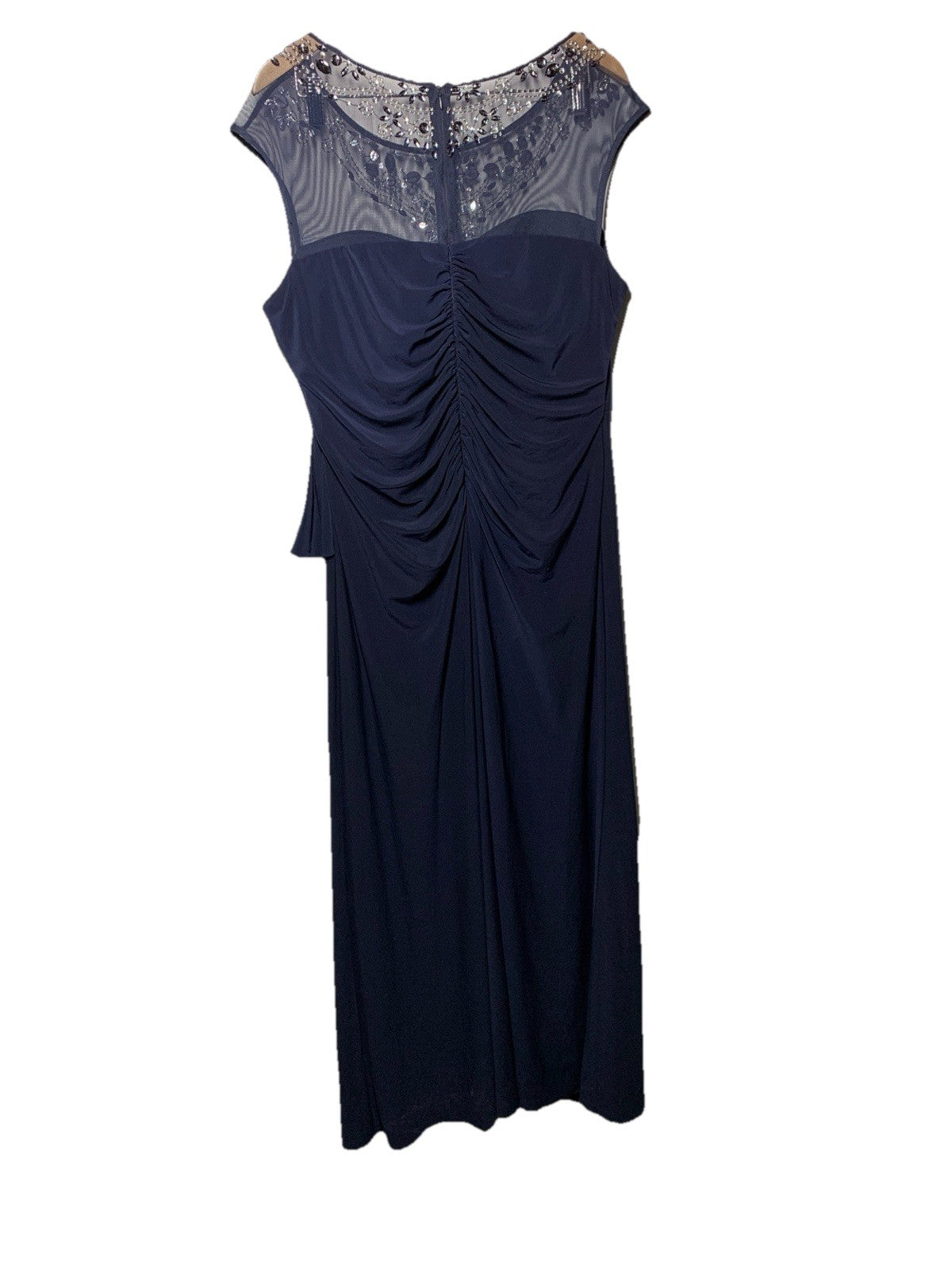 Alex Evenings Women's Long A-line Dress with Illusion Neck And Sleeves Size 16P