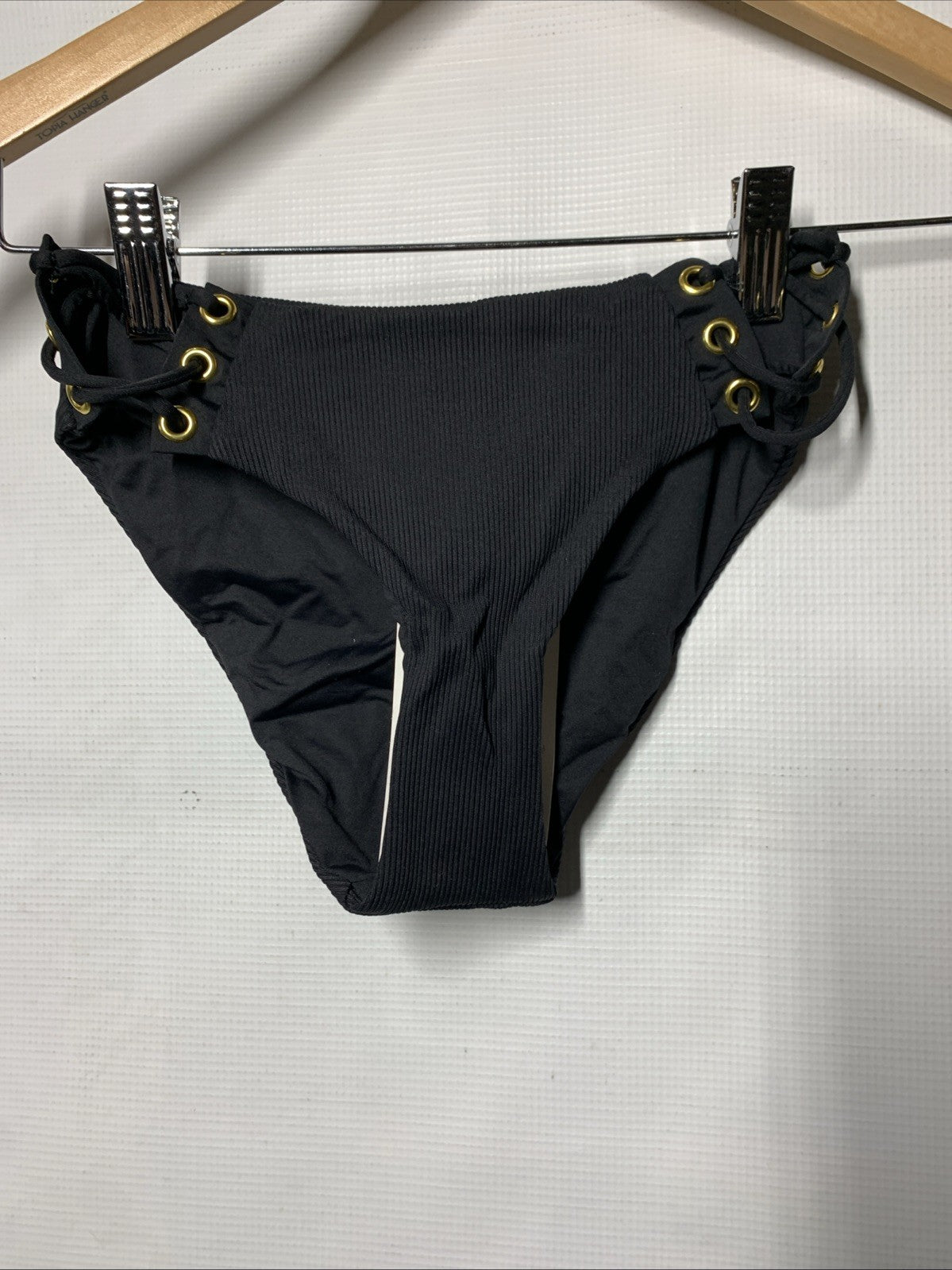 BECCA Womens Standard Modern Edge Hipster Bikini Bottom Cheeky Coverage Black XS
