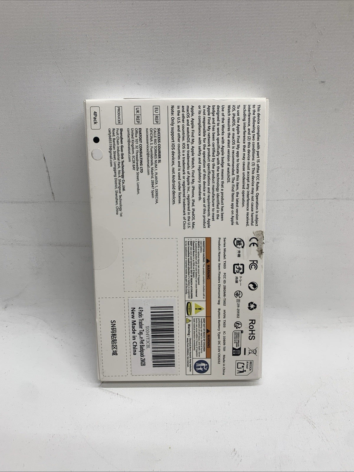 Security Bluetooth GPS Tag Based on iphone Find My app Anti-lose Tracker 4 PACK