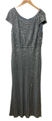 Alex Evenings Women's Long Fit and Flare Dress Formal Elegant Cap Sleeve Size 16