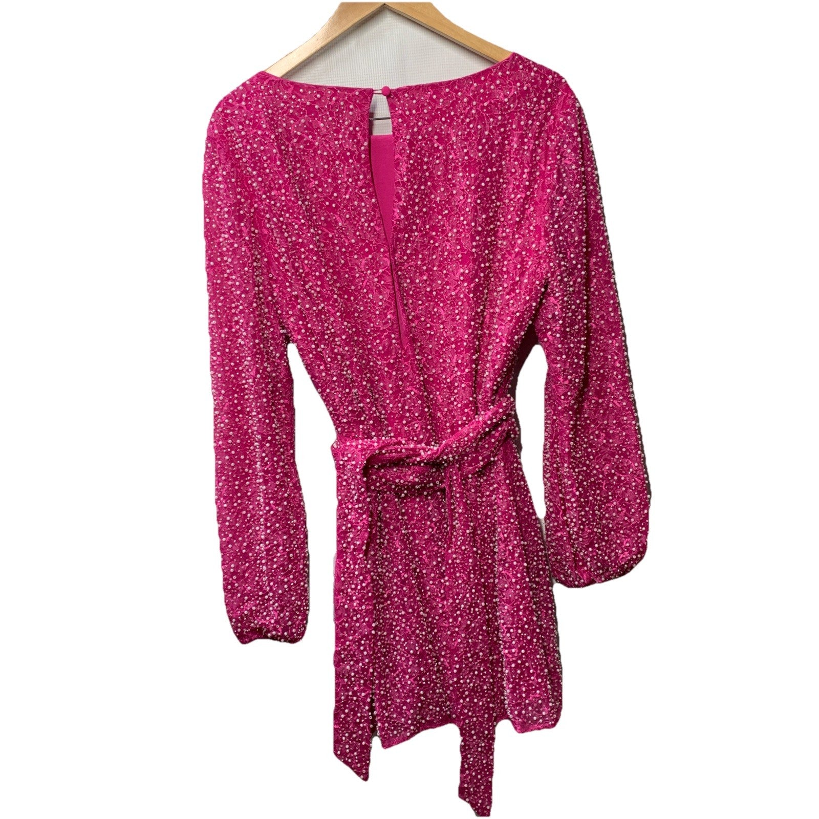 Dress The Population Kirsi Pearl Detail Dress Cocktail Party Long Sleeve Sz XXL