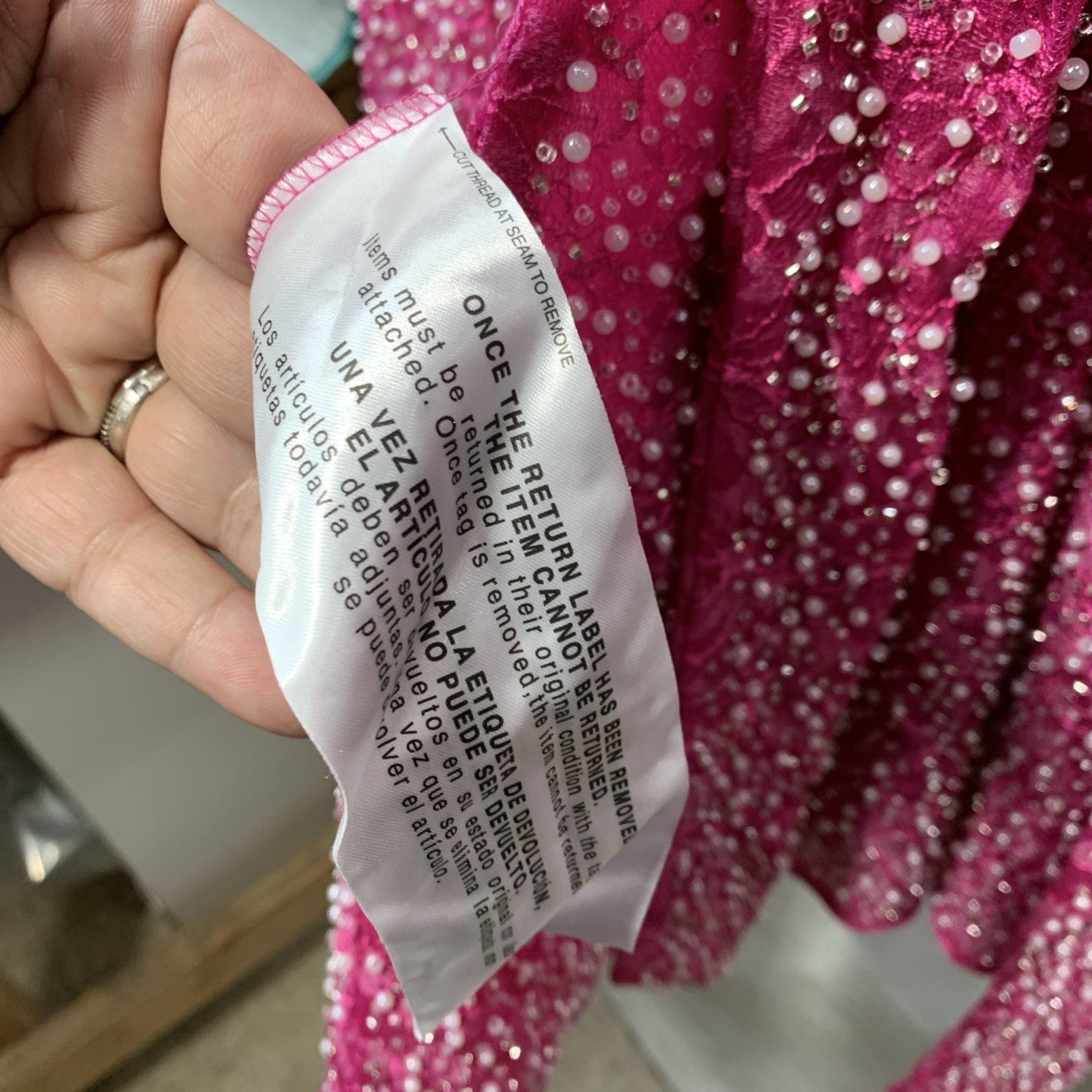 Dress The Population Kirsi Pearl Detail Dress Cocktail Party Long Sleeve Sz XXL