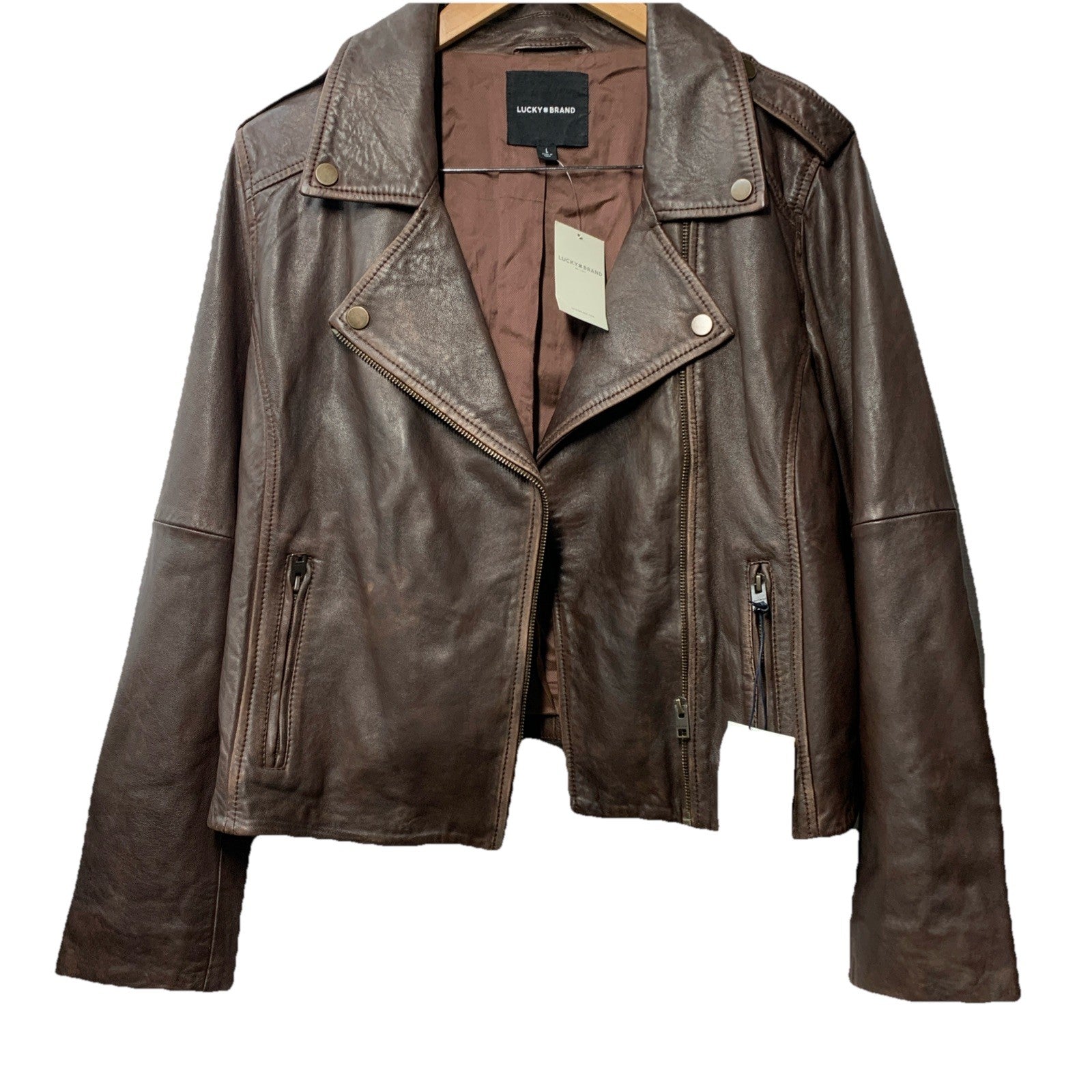 Lucky Brand Women's Jacket Classic Moto Biker Style Long Sleeve w/Pocket Size L