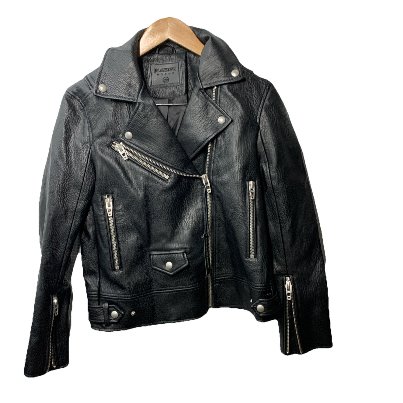 BlankNYC Women's Moto Biker Jacket Long Sleeve Collar with Pockets Size XS Black