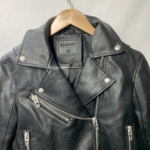 BlankNYC Women's Moto Biker Jacket Long Sleeve Collar with Pockets Size XS Black