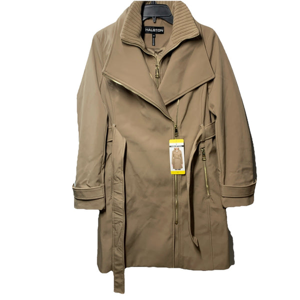 Halston Women’s Belted Trench Coat Long Sleeve Collared with Pocket Size Small