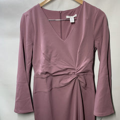 London Times Women's Dress V-Neck Side Twist Flare SLV Sheath with Slit Size 4
