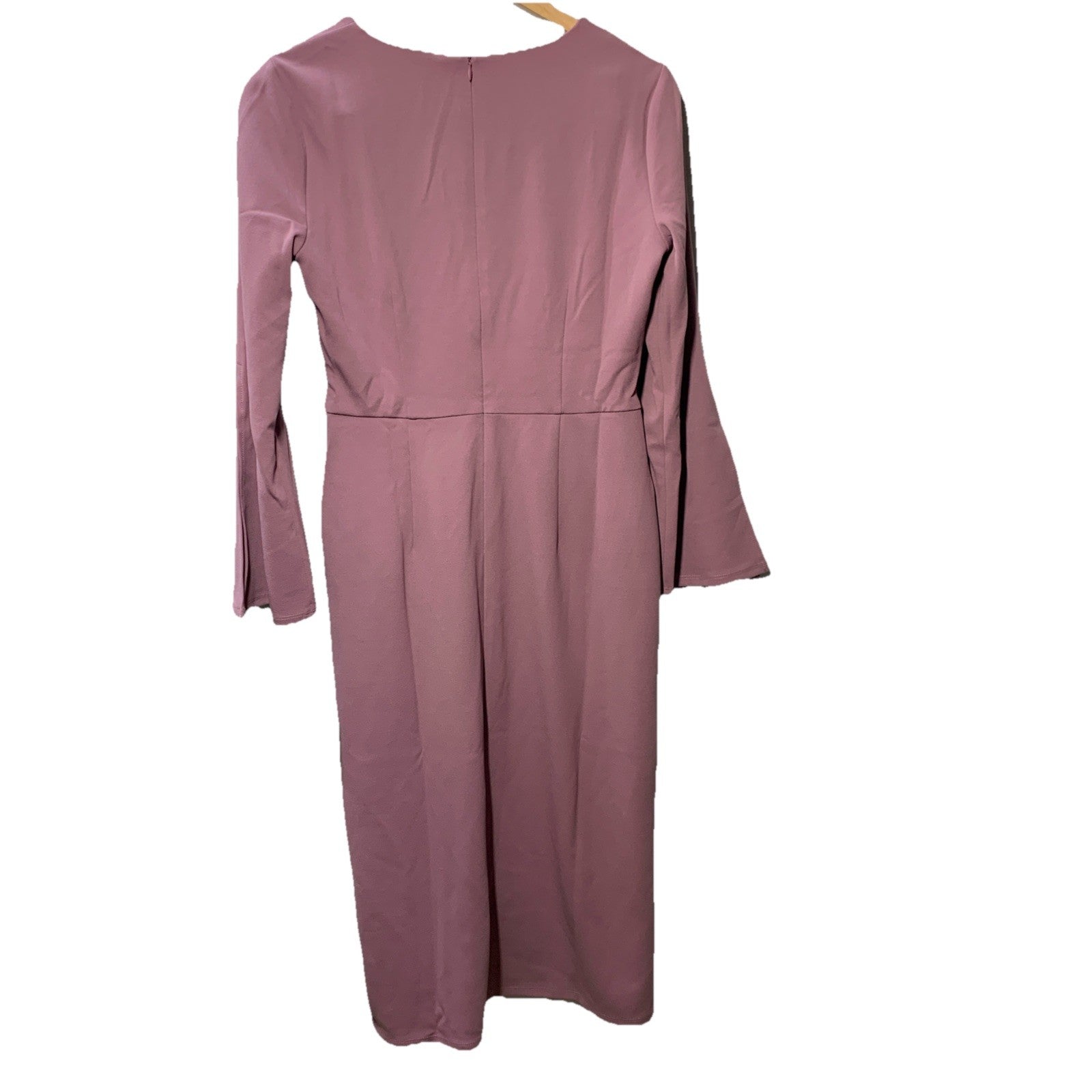 London Times Women's Dress V-Neck Side Twist Flare SLV Sheath with Slit Size 4