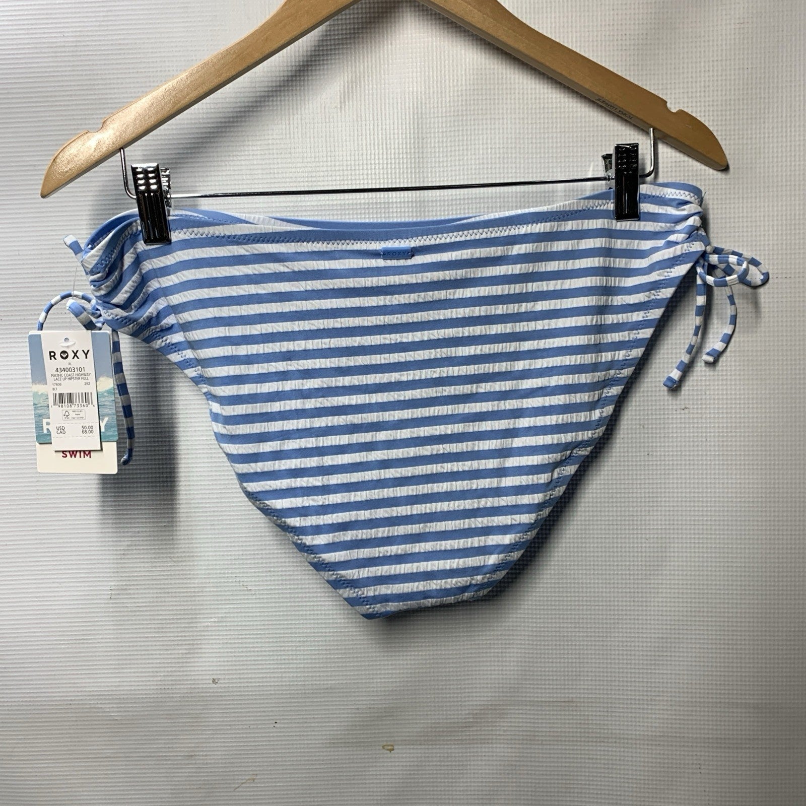 Roxy Women's Pacific Coast Highway Lace Up Hipster Full Bikini Bottom Size XL