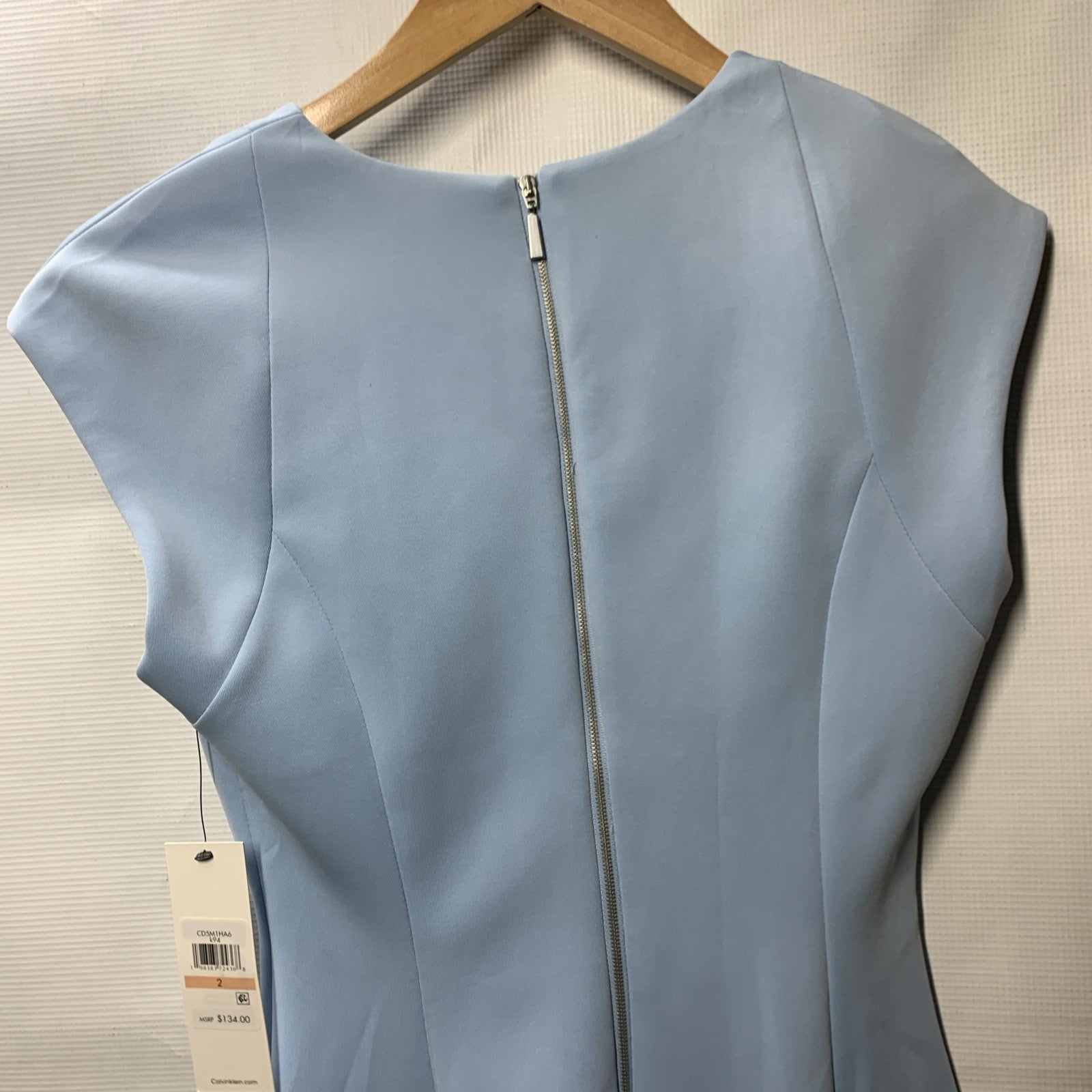 CALVIN KLEIN V-Neck Fit & Flare Midi Dress Cap Sleeve Formal Elegant Size 2