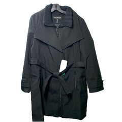 Halston Women’s Black Belted Trench Coat Long Sleeve Collared w/Pocket Size XL