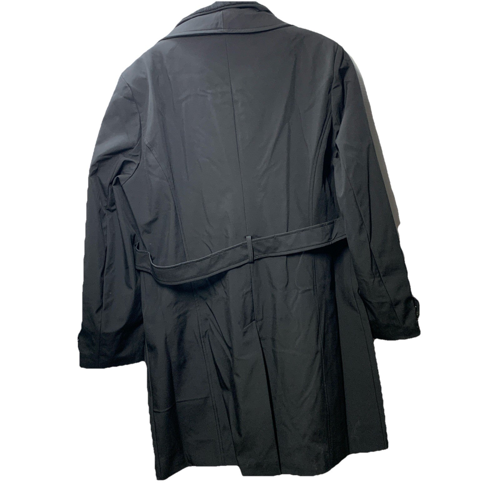 Halston Women’s Black Belted Trench Coat Long Sleeve Collared w/Pocket Size XL