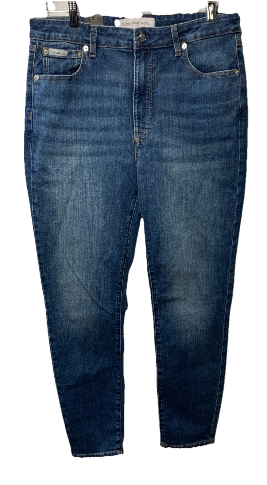Calvin Klein Women's High Rise Stretch Skinny Long Jean Storm Blue 16/33 27L