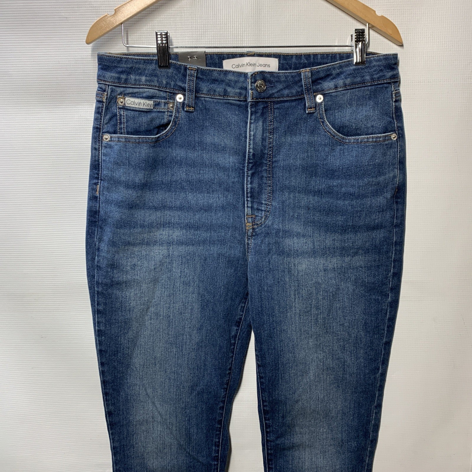 Calvin Klein Women's High Rise Stretch Skinny Long Jean Storm Blue 16/33 27L