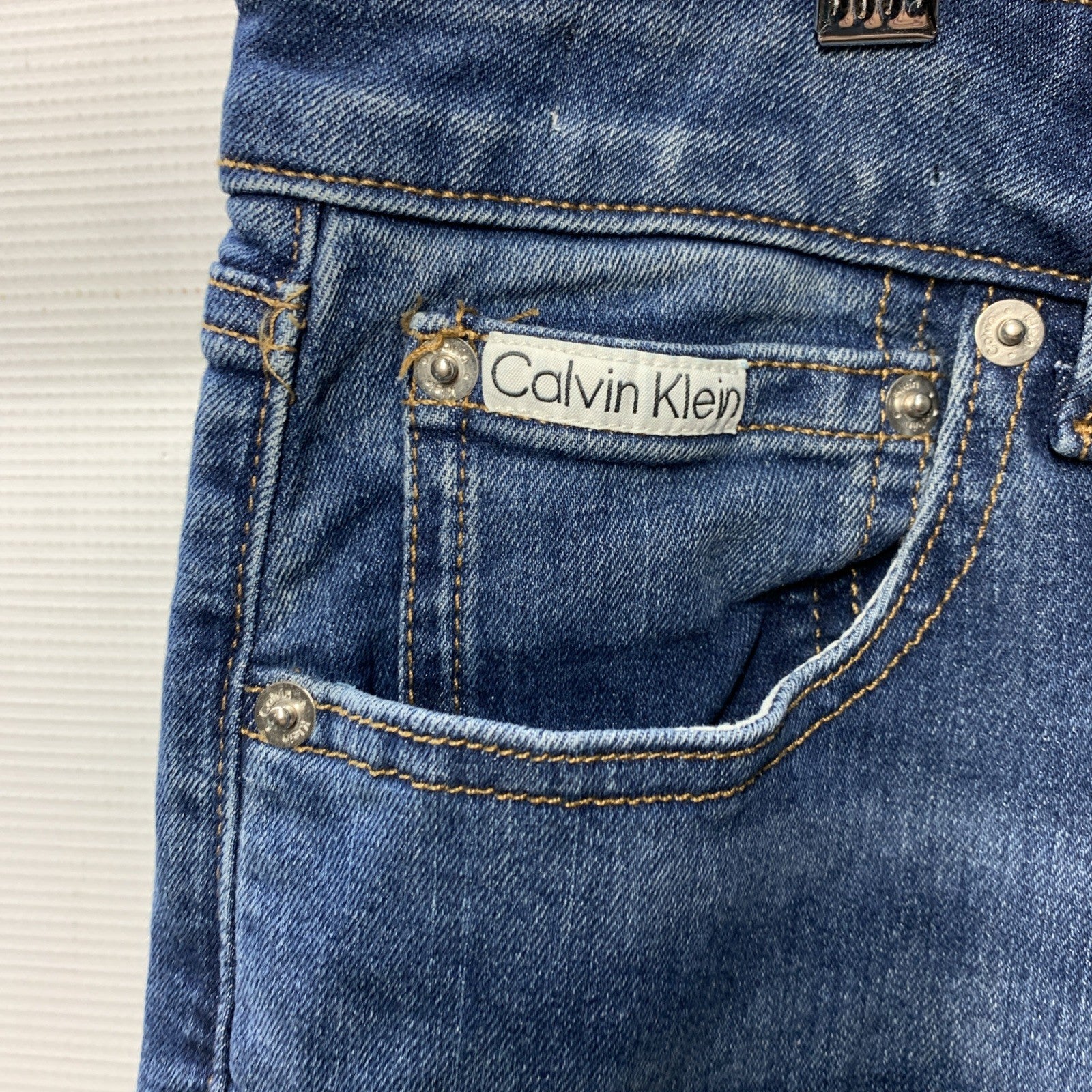 Calvin Klein Women's High Rise Stretch Skinny Long Jean Storm Blue 16/33 27L