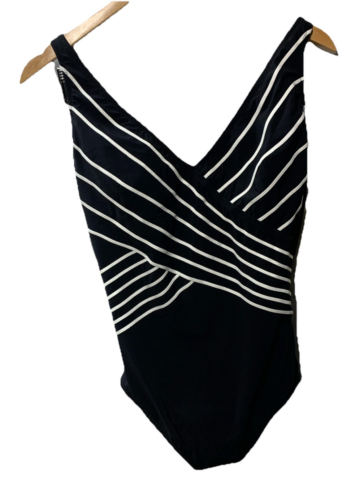 Gottex Embrace V-Neck Surplice One Piece Swimsuit Size 12 Swimwear Black/White