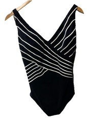 Gottex Embrace V-Neck Surplice One Piece Swimsuit Size 12 Swimwear Black/White