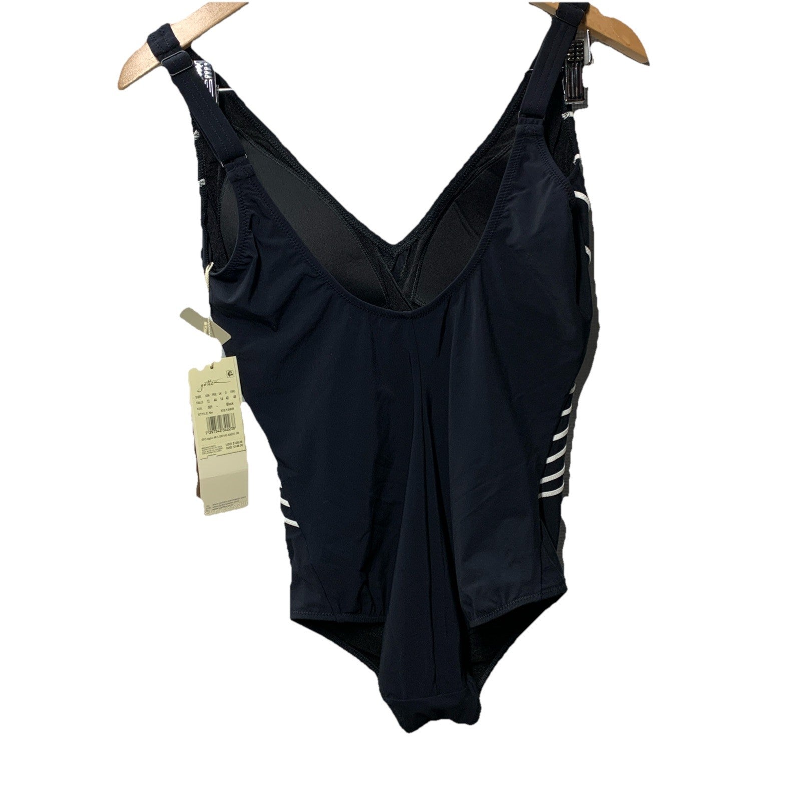 Gottex Embrace V-Neck Surplice One Piece Swimsuit Size 12 Swimwear Black/White