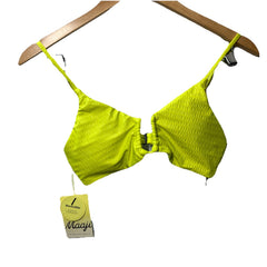 Maaji Reversible Bikini Top Size Medium Swimwear Beach Outdoor Lime Yellow/Flora
