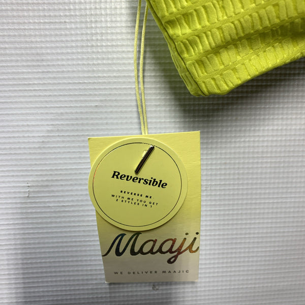 Maaji Reversible Bikini Top Size Medium Swimwear Beach Outdoor Lime Yellow/Flora