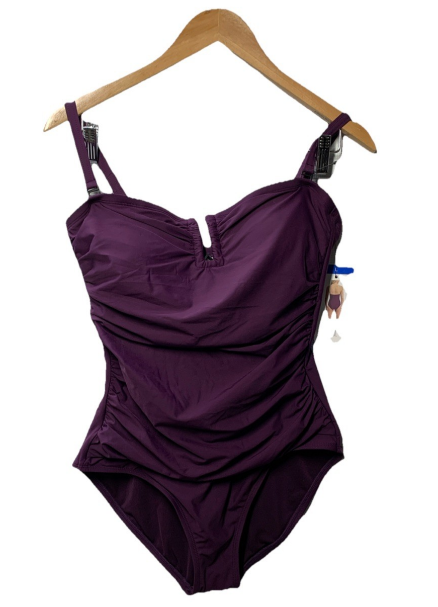 DKNY Women’s One Piece Swimsuit Bathing Suit Swimwear Purple 1943727 Size Large