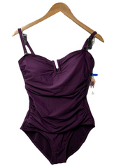 DKNY Women’s One Piece Swimsuit Bathing Suit Swimwear Purple 1943727 Size Large