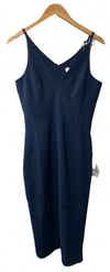 Dress The Population Women's Lyla Plunging Sleeveless Fitted Midi Sheath Dress M