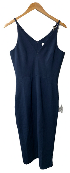 Dress The Population Women's Lyla Plunging Sleeveless Fitted Midi Sheath Dress M
