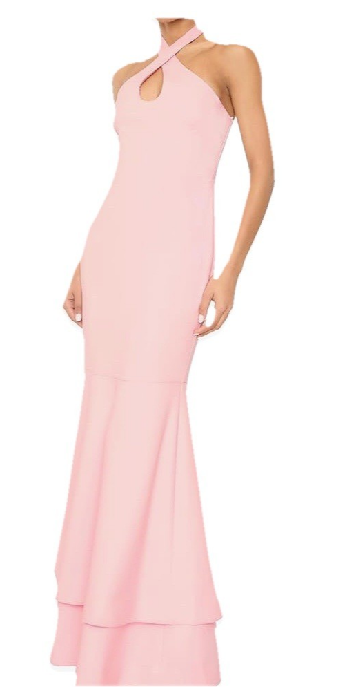 Likely Nia Mermaid Gown Maxi Sleeveless Keyhole Halter Neck Pink Elegant Size 0
