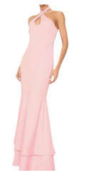 Likely Nia Mermaid Gown Maxi Sleeveless Keyhole Halter Neck Pink Elegant Size 0