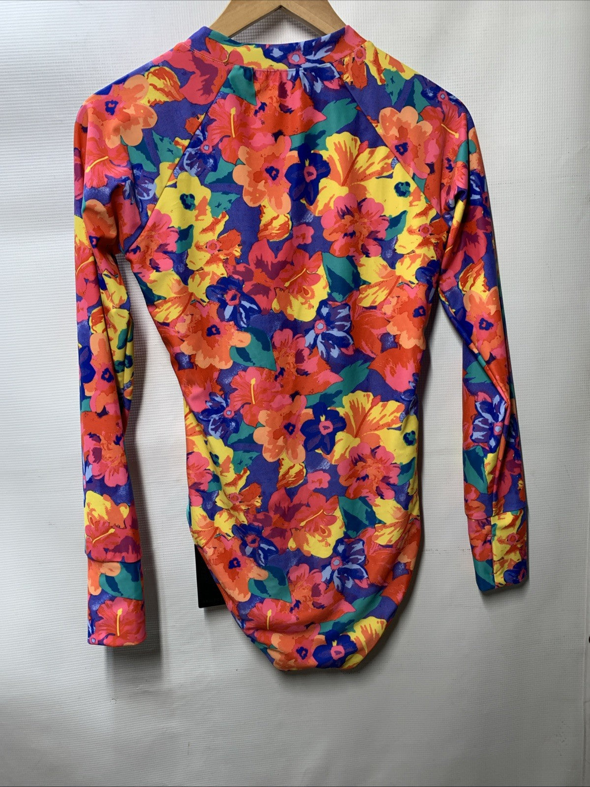 RELLECIGA Women One Piece Swimsuit Long Sleeve Floral Rash Guard Swimwear Size M