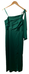 Adrianna Papell Satin Crepe One Shoulder Party Dress Metal Ring Accent Size 10
