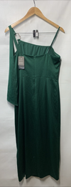 Adrianna Papell Satin Crepe One Shoulder Party Dress Metal Ring Accent Size 10