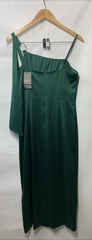 Adrianna Papell Satin Crepe One Shoulder Party Dress Metal Ring Accent Size 10