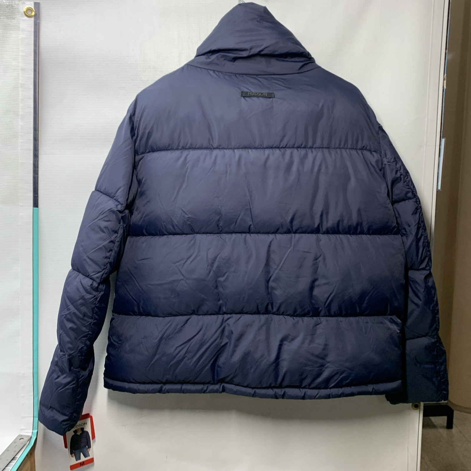 Hudson 1896893 Women's Short Puffer Jacket Long Sleeve Full-zip Size M Navy