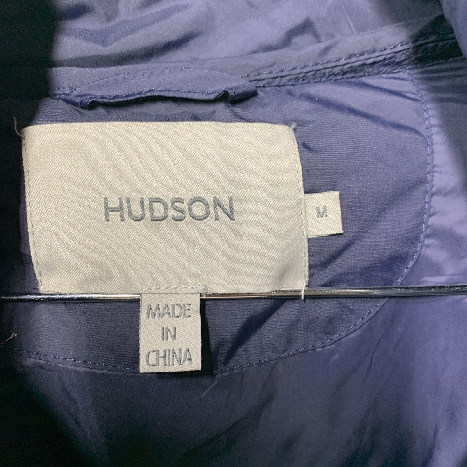 Hudson 1896893 Women's Short Puffer Jacket Long Sleeve Full-zip Size M Navy