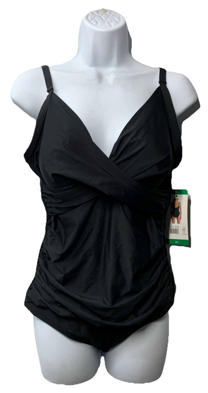 DKNY DIZMS559 Sport Women's One-piece Swimsuit Fully Lined Black Color Size XL