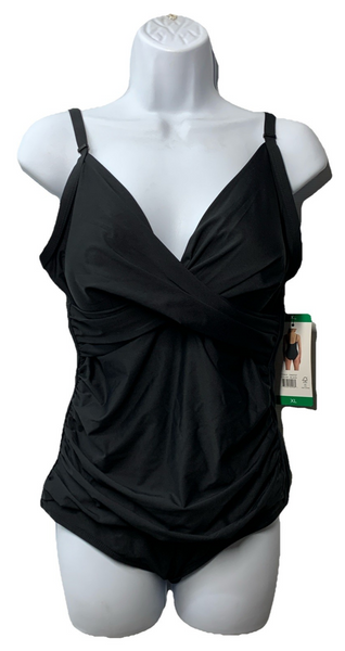 DKNY DIZMS559 Sport Women's One-piece Swimsuit Fully Lined Black Color Size XL