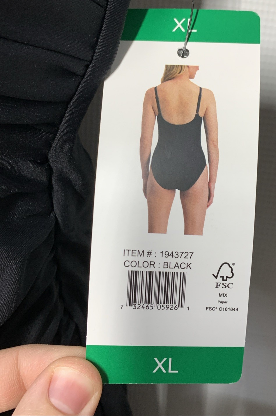 DKNY DIZMS559 Sport Women's One-piece Swimsuit Fully Lined Black Color Size XL