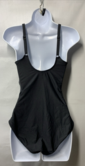 DKNY Women's Surplice Ruched Spaghetti Strap One Piece Swimsuit Size M Black