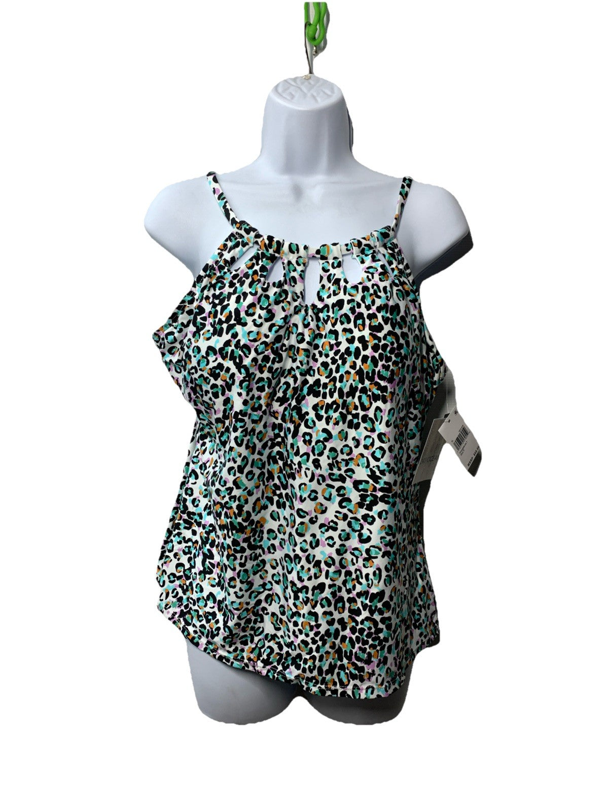 24th & Ocean TF4AB89 Swimsuit Cutout High Neck Tankini Top Swimwear Size XL