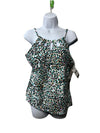 24th & Ocean TF4AB89 Swimsuit Cutout High Neck Tankini Top Swimwear Size XL